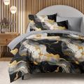 Bettbezug-Set aus 100 % Baumwolle, Marmormuster-Set, Bettdeckenbezug-Set, weiches 2/3-teiliges Luxus-Bettwäsche-Set, Heimdekoration, Geschenk, King-Size-Bett, Queen-Size-Bettbezug