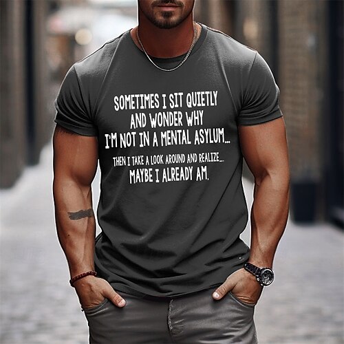 Grafik T-Shirt für Männer Lustiges Zitat 'Vielleicht bin ich schon' Psychiatrie Zitat Kurzarm Lifestyle T-Shirt Image