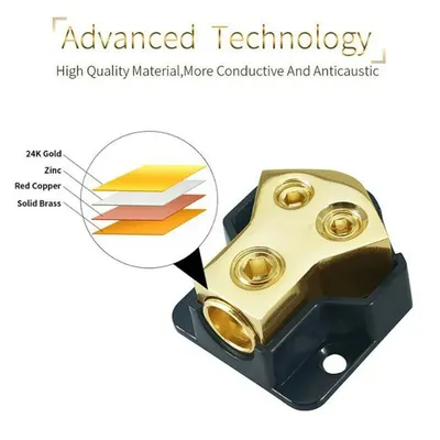 2 Way Power Distribution Block 0/2/4 AWG Gauge In 4/8/10 Gauge Out Car Audio Stereo Amp Distribution