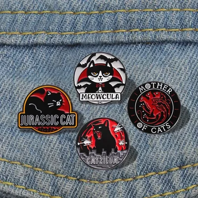 OF CATS Pines Lapel Badges Gothic Animal Jewelry Gift for Kids Friends Black Big Cat Enamel
