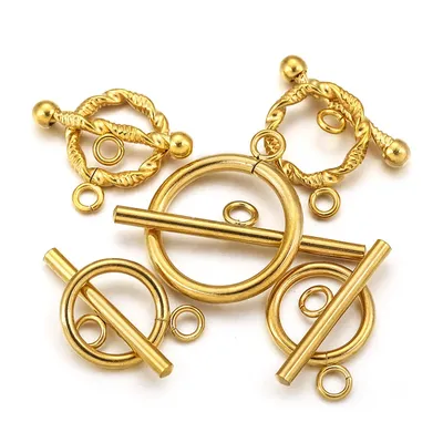 5 Set Stainless Steel Gold Plated Round OT Toggle Clasp DIY Necklace Bracelet connector Jewelry