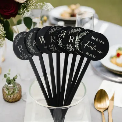 100pcs Personalized Acrylic Holiday Party Drink Stirs Baptism Swizzle Decor Wedding Cocktail