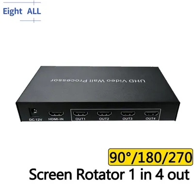 HD 90 Degrees 180 Degrees 270° Rotation 1 HDMI Input 1 Output One-key Rotatior Processor Vertical