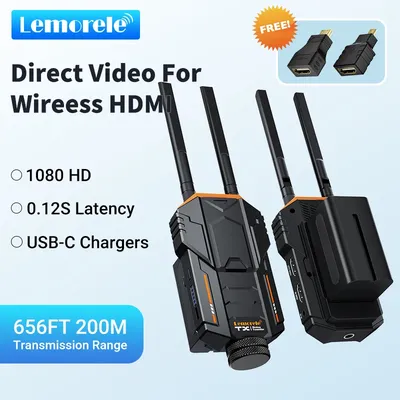 Lemorele 200M Wireless HDMI Video Transmitter Receiver With Battery Wireless HDMI Extender Kit For