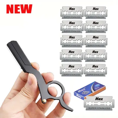Thumb Manual Razor Straight Edge Haircut Beard Eyebrow Shaver Men Depilation Razor Hairdresser Trimming Replaceable Blades