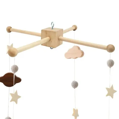 DIY Wooden Mobile Frame Wooden Infant Crib Hanger Mobile Bed Bell Bracket Newborn Baby Toys Wooden
