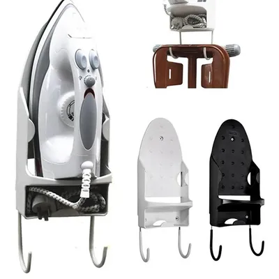 Portable Iron Holder Hotel Household Ironing Board Hanger Black White Wall Mount Iron Storage Rack