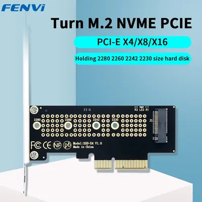 FENVI M.2 NVME to PCIe Adapter With Aluminum SSD Heatsink 64Gbps M.2 SSD Gen4 PCIe4.0 X4 X8 X16