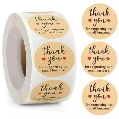 100-500pcs Thank You for Supporting My Small Business Stickers Thank You Stickers Labels Seals Kraft