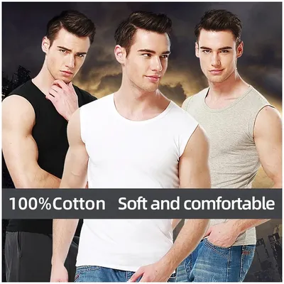 Men's Summer Solid Color Base Joker Sleeveless Vest Cotton Bodybuilding And Self-cultivation Sports