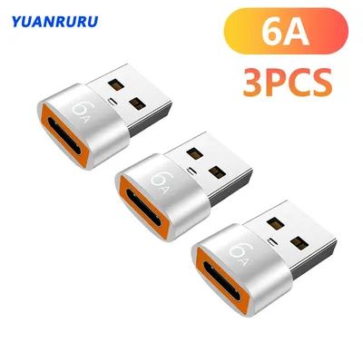 6A USB 2.0 To Type C Adapter TypeC Female To USB Male Converter Fast Charging Data Transfer For PC