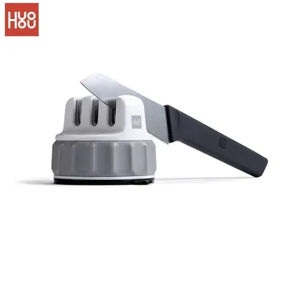 Original Huohou Mini Knife Sharpener Fixable Sharpen Stone Trible Wheel Whetstone Super suction