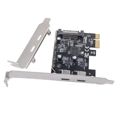 PCIE to Dual Type C Expansion Card PCI Express X1 to 2Port TYPE-C USB 3.2 GEN1 5Gbps Convert Card
