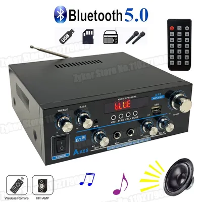 AK55 HiFi Digital Amplifier Max Power 90Wx2 Channel 2.0 Bluetooth Surround Sound AMP Speaker for