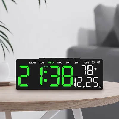 USB Powered Digital Alarm Clock TEMP Date Week Dual Alarm Timing Countdown Snooze Table Clock Auto