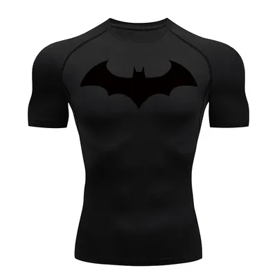 Bat Graphic Compression Shirts for Men Short Sleeve Rash Guard Gym Workout Running Tshirt Summer