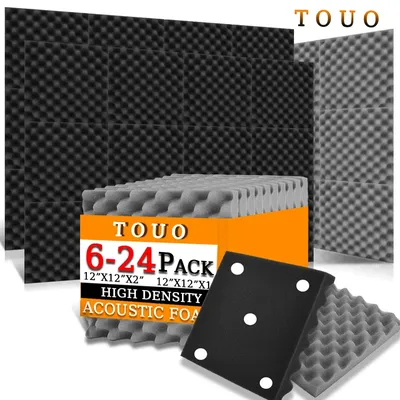 TOUO 6/12/24 Pcs Acoustic Foam Egg Crate Sound Proofing Padding Acoustic Sponge Pad Studio