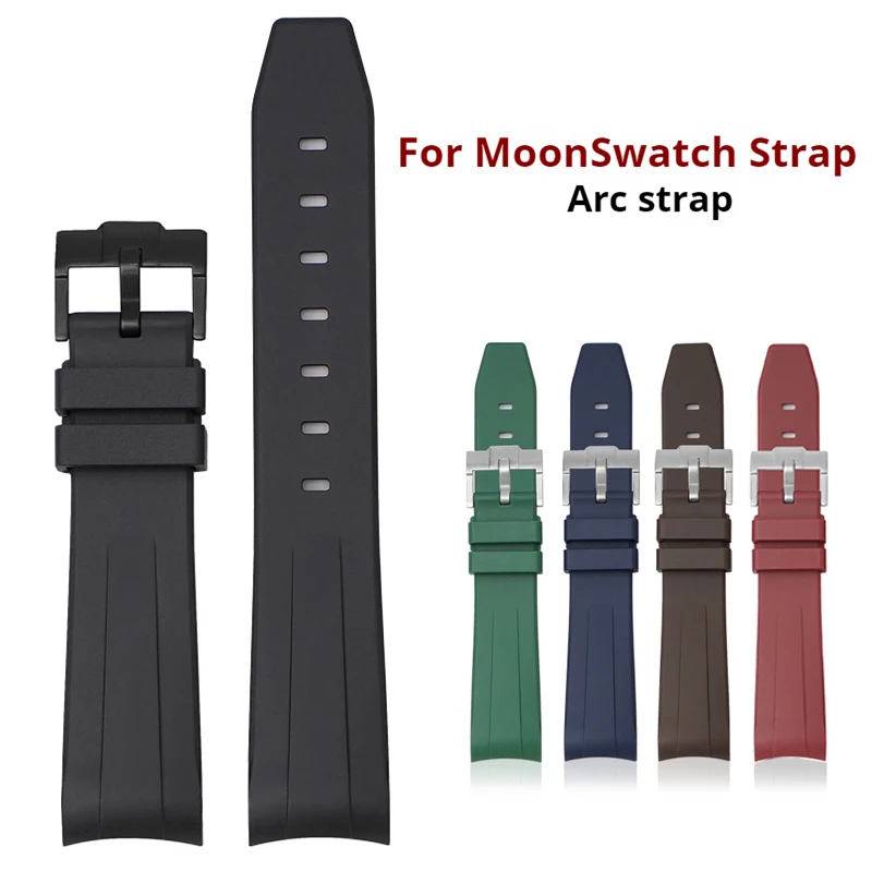 Rubber Strap for Rolex Water Ghost Daytona 20mm Men Women Curved End Diving Watch Band Bracelet for Swatch X Omega MoonSwatch