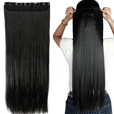 100% Brazilian Clips In One Piece Hair Extension Natural Straight Remy Human Hair Invisible
