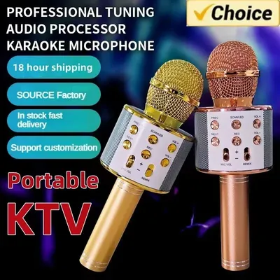VIKEFON Professional Handheld Wireless Karaoke Microphone USB Speaker Microphone for Kids Music