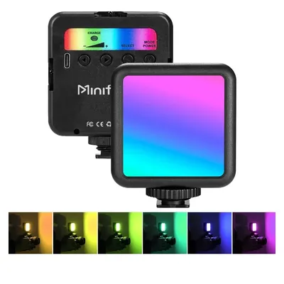 Minifocus RGB Video Light Mini LED Camera Light 1800mAh Rechargable LED Panel Lamp Photo Video Fill
