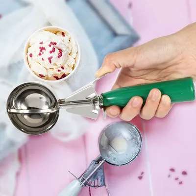 Practical Stainless Steel Fruit Ice Cream Scoop Spoon with Plastic Handle Kitchen Tool Hot Ice Cream