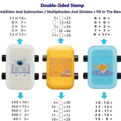 2 in 1 Math Roller Stamp Within 100 Multiplication and Division Dual Head Smart Math Practice Stamps