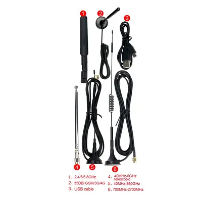 Wishcolor 2.4/5/5.8G 40MHz-6GHz Telescopic Antennas kits For Hackrf one Portapack H2 SDR