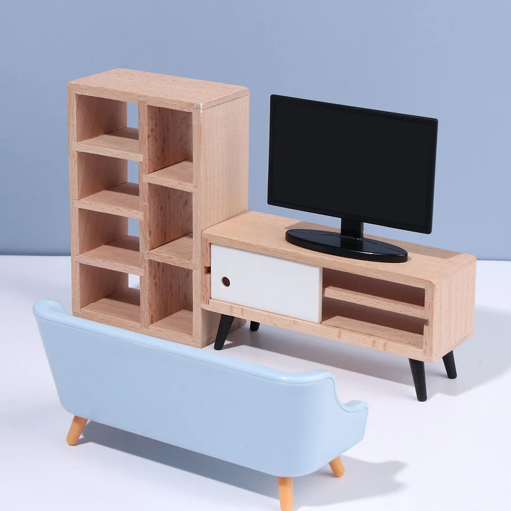 1:12 Scale Sofa Bed Wardrobe TV Cabinet Micro Scene Model Dollhouse Miniature Furniture Playing House Landscape Dolls Accessory