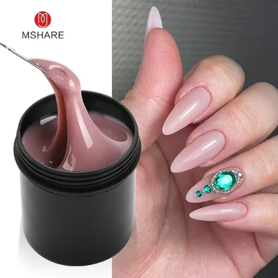 MSHARE 1KG Caramel Nude Low Heat Builder Self-Leveling Gel for Nails Clear UV/LED Gel Nail