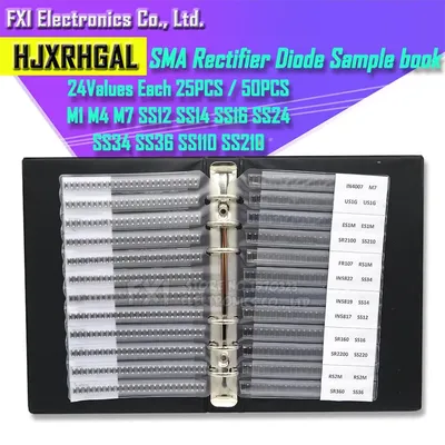 24Values SMA Rectifier Diode Sample Book SMD Assortment Kit Schottky diodes M1 M4 M7 SS12 SS14 SS16