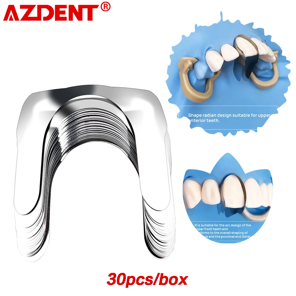 30Pcs Dental Matrix Contoured Anterior Metal Matrix Bands Sectional Matrix System Matrices Dentistry Materials