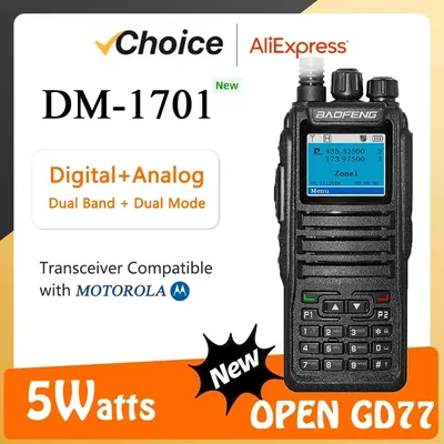 Baofeng Walkie Talkie DM-1701 DMR Dual Mode Analog and Digital Radios Tier 1&2 Dual-Time Slot DM1701