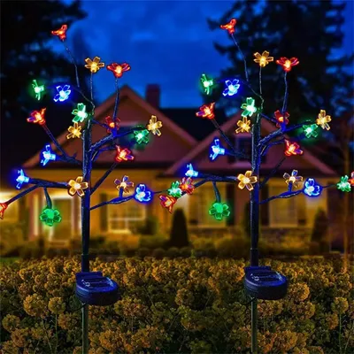 1PC Led Solar Cherry Blossom Garden Lights Outdoor Lawn Lighting Suitable For Wedding Courtyard