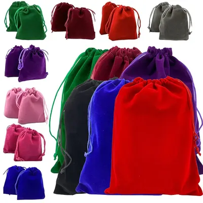 5/10Pcs Velvet Drawstring Bags Cloth Gift Bag Velvet Storage Pouch Velour Favors For Jewelry Wedding