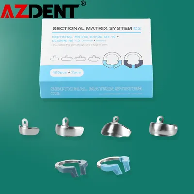 100Pcs AZDENT Dental Sectional Matrix Contoured System Metal Dentistry Resin Clamping Seperating