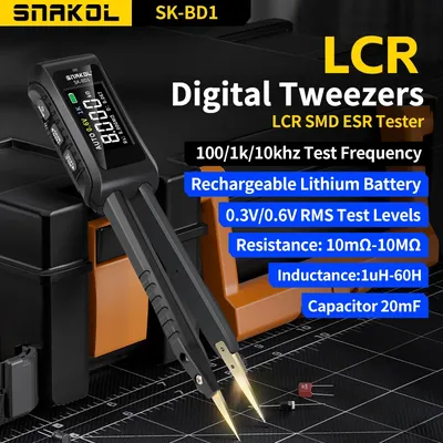 Mini Smart Digital Tweezer LCR SMD ESR Tester Resistance Capacitance Inductance Continuity Diode