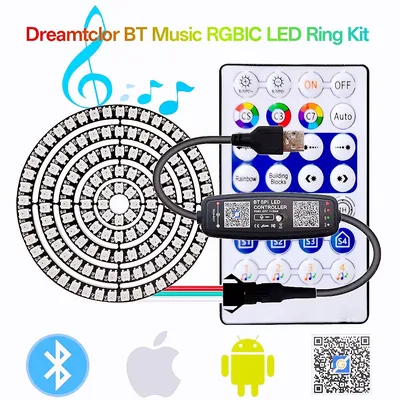 WS2812B Led Ring Individually Addressable 5050RGB With USB 28Keys Bluetooth Music Controller Kit