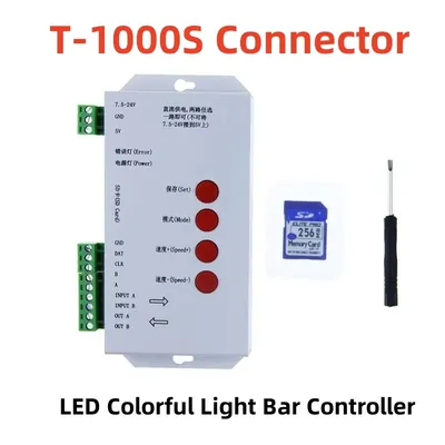 New T1000S SD Card RGB LED Controller Max 2048 Pixels DC5V~24V WS2812B WS2811 WS2815 LPD6803