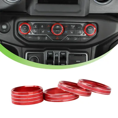 4Pack Auto Lamp Air Conditioner Rotary Button Cover Trim for Jeep Wrangler JL 2018 2019 2020 2021