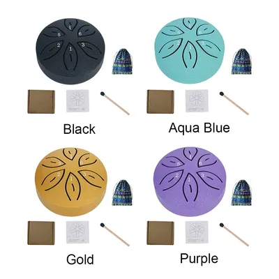 3 Inch 6-Tone Steel Tongue Drum Mini Hand Pan Drums with Drumsticks Rain Drum for Yoga Meditation