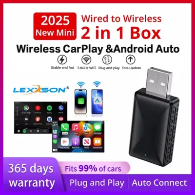 Carplay Wireless Adapter Android Auto 2in 1 Smart Dongle 2025 5G WIFI For iphone Android Phone For