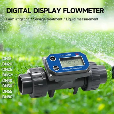 DN15-DN80 Digital Turbine Flow Meter Electronic LCD Display Flowmeter PVC Pipe Liquid Water for Farm