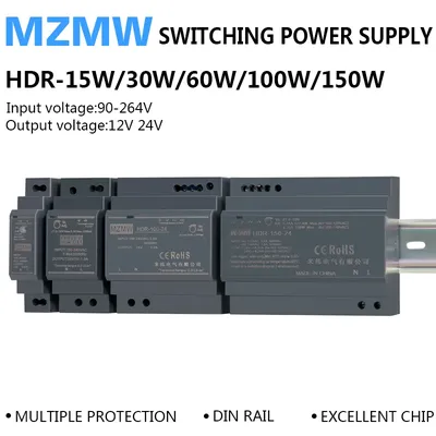 HDR Series DIN Rail Switching Power Supply 15W 30W 60W 100W 150W 110V 220V AC/DC 12V 24V Industrial