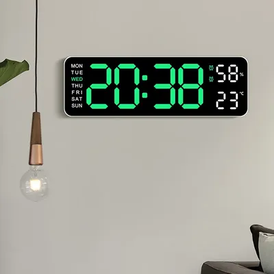 12 Inch Smart Mute LED Electronic Night Alarm Wall Clock Modern Desk Clock Minimalist Thermometer