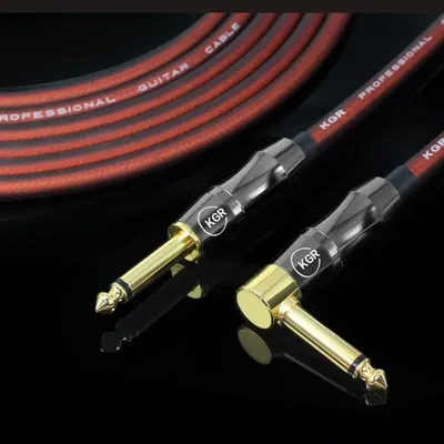 KGR 20AWG Electric Guitar Bass Audio Cable Connector Straight To Right Angle Plug Instrument Noise