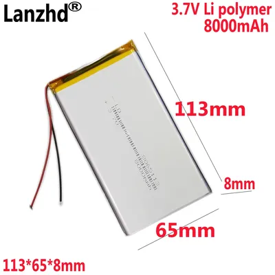 3.7V 8000mAh Polymer Rechargeable Lithium Lipo Battery 8065113 For GPS PDA MID PDF Power Bank Tablet