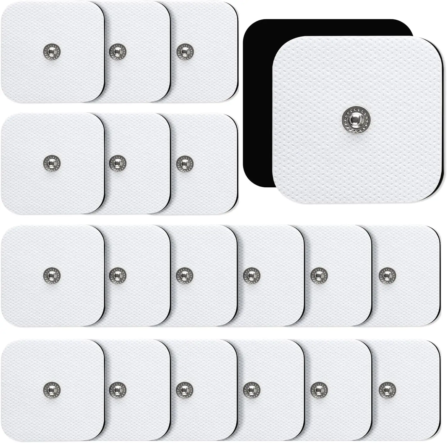 TENS Unit Replacement Pads, 10/30/50PCS Snap Electrode Pads, Self-Adhesive Electrode Reuse More Than 30 Times, with TENS Devices