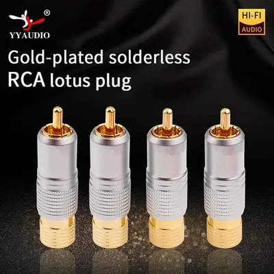 4pcs Hifi 24K Gold Plated RCA Plug Audio Cable Speaker For Hifi Video TV Connector Lockable