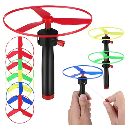 1Set Kids Propeller Toy Pull String Flying Toys fuuny Flying Saucers Toy multiuse Interactive